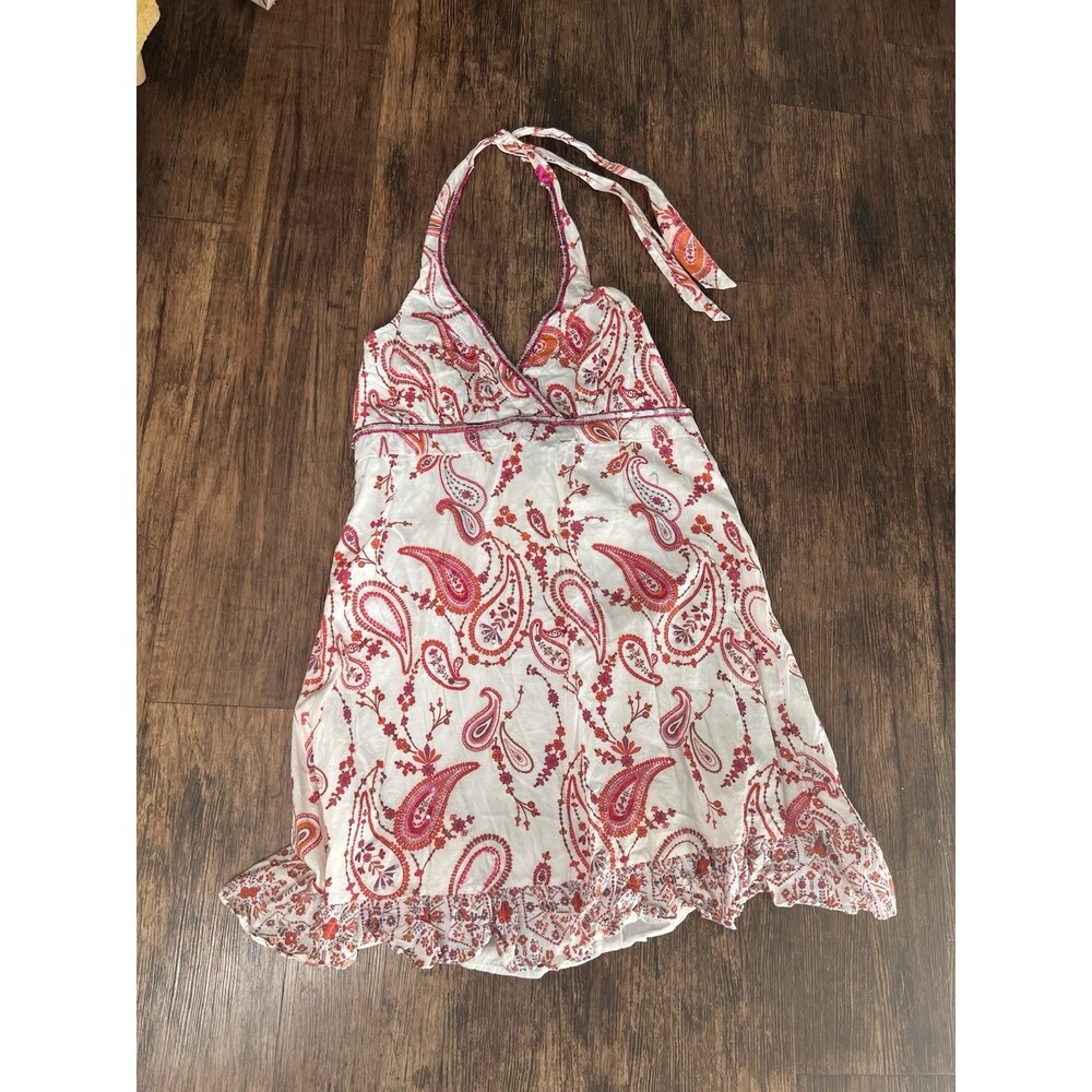 Red Herring Halter Neck Sun Dress Orange And White Sequin Detail UK 16 (US 12)